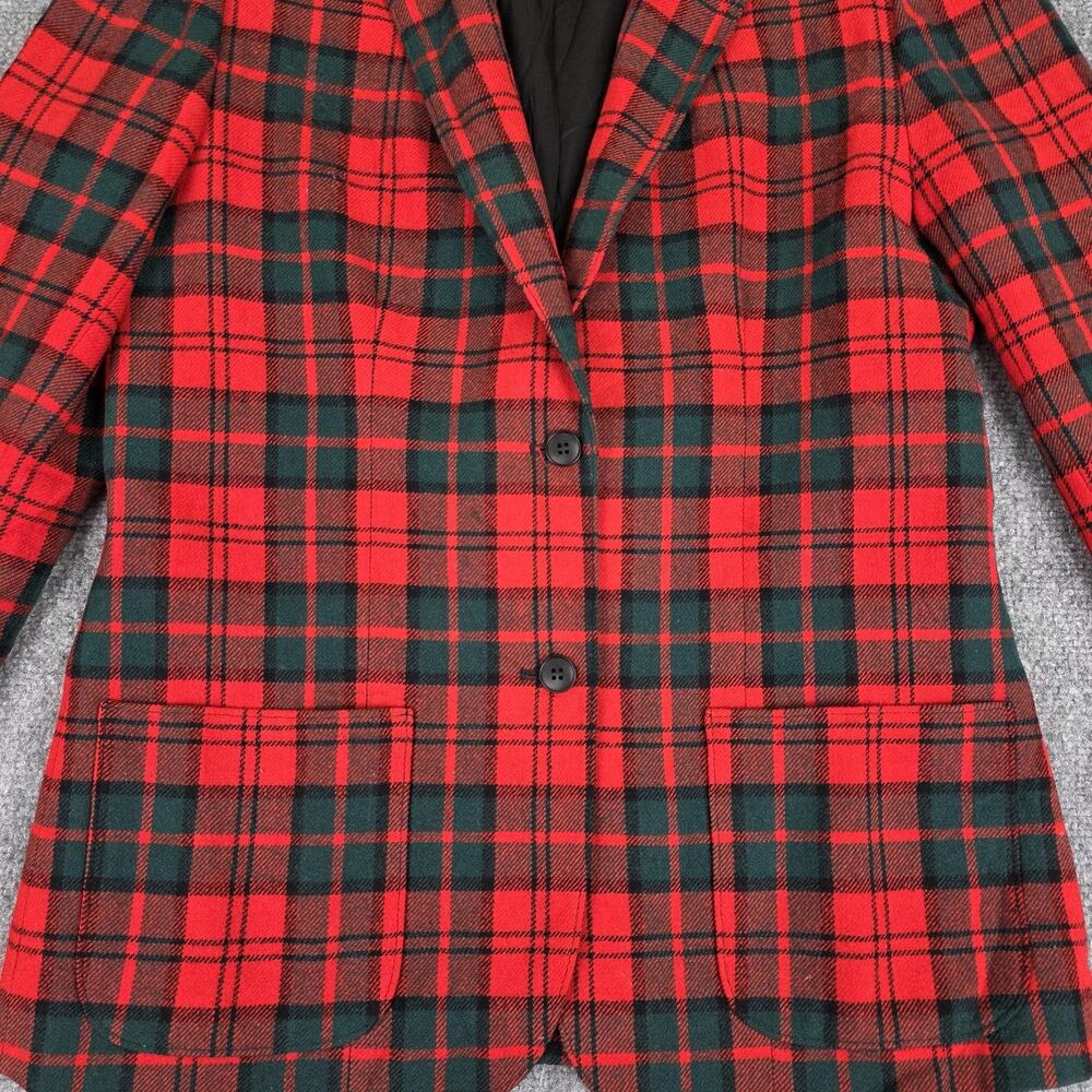 Vintage Pendleton Blazer Womens Medium Red Plaid Tartan Virgin Wool Made USA - Picture 9 of 16